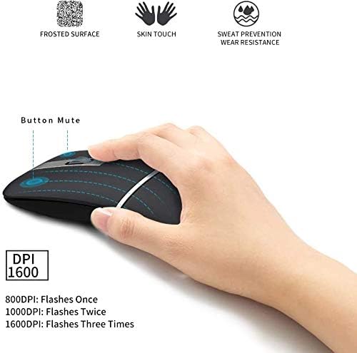 WFB Bluetooth Wireless Mouse for Laptop Foldable Arc 180° Rotating Silent Click Portable Curved Computer Mice for Home Office Travel(Black)
