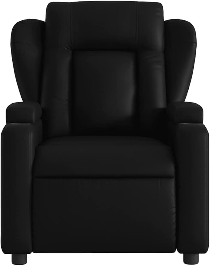 vidaXL Adjustable Massage Recliner Chair in Black Faux Leather for Indoor Comfort with Reclining Function and Armrest Support Modern Single Sofa Home Ergonomic Recline Theater