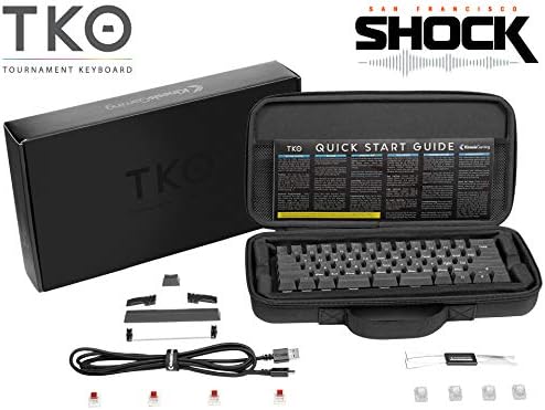 KINESIS Gaming TKO Mechanical Keyboard | Linear Red Switches | 60% Layout | Split Spacebar | Hotswap | PBT Keycaps | Aluminum Body | SF Shock Limited Edition Travel Case
