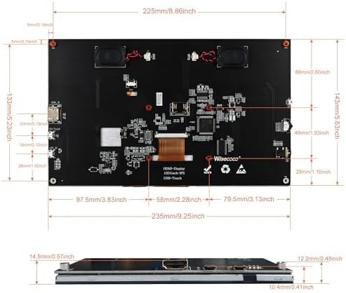 Touchscreen Monitor for Raspberry Pi 10.1'' IPS LCD Screen 1024 * 600 Smooth Touch Built-in Dual Speakers HDMI Input Compatible with Raspberry Pi 5/4/3/Zero Easy Set-up Driver-free (10.1 Inch)