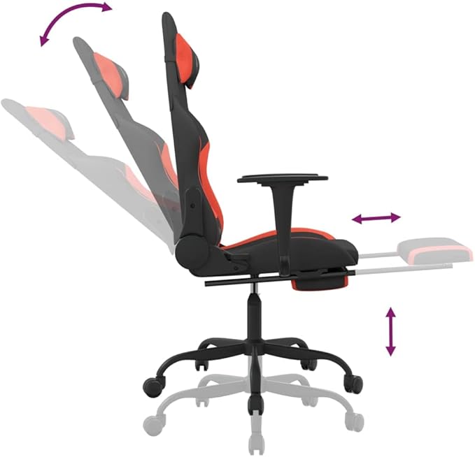 Gaming Office Chair PC Chair with Footrest FabricHeight Adjustable Game Chair with 368°-Swivel Seat and Headrest and for Office or Gaming(Black&ampRed)