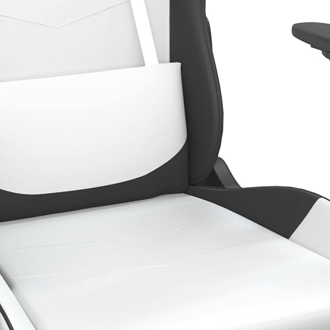 Massage Gaming Chair with FootrestFaux Leather Computer Game ChairMassage Office ChairErgonomic Desk Chair PC Gaming Chair for Adults Teens(White&ampBlack)