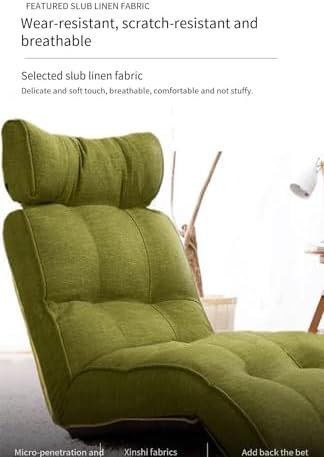 Folding Floor Chair Portable Padded Lounge Chair with 42 Positions Adjustable Lazy Sofa Sleeper Recliner for Reading Gaming Meditation A