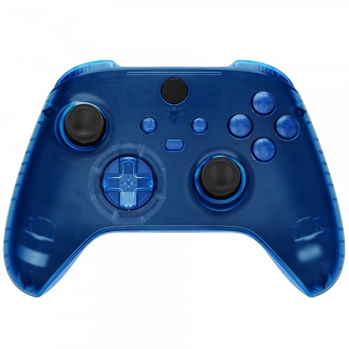 MODDEDZONE Custom Wireless UNMODDED Controller for Xbox One S/X and PC with Exclusive and Unique Designs - The Perfect Gaming Gift for Enthusiasts Expertly Crafted in the USA - Clear Blue Full
