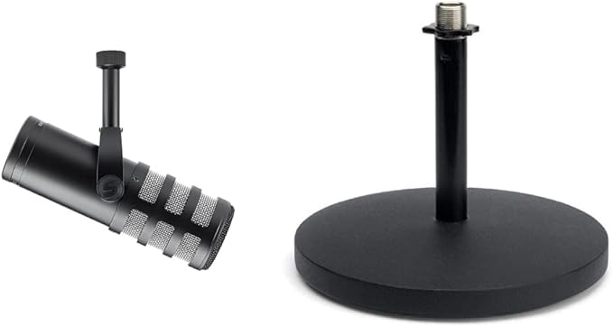 Samson Q9x Dynamic Broadcast Mic for Podcasting Streaming and Studio Recording Black &amp MD5 Desktop Microphone Stand