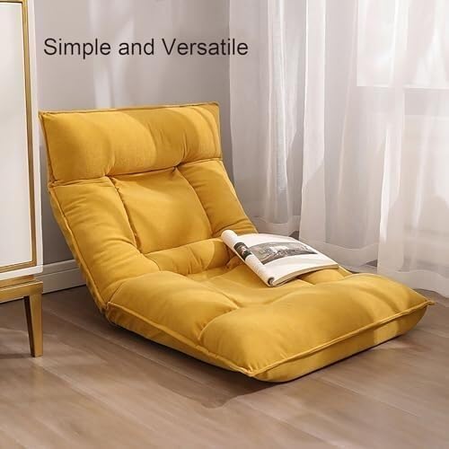 ELEFOCUS Lazy Sofa Couch Padded Sleeper Bed Couch Recliner. for Napping Reading and Meditation(Light Gray)