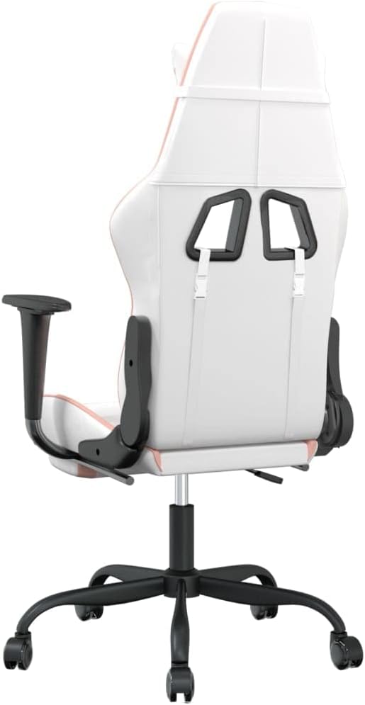 Gaming Chair with FootrestFaux Leather Computer Game ChairOffice ChairErgonomic Desk Chair PC Gaming Chair for Adults Teens(White&ampPink)