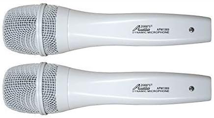 Audio2000'S S1069X2 2-Pack White Professional Unidirectional Dynamic Microphones with Built-in Acoustic Pop Filters Rugged Construction and Steel Mesh Grills