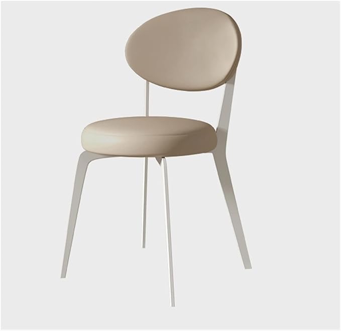 Adjustable Office Computer Chair with Armrest Leather Dining Chair Home Furniture Restaurant Dining Chair Creative Household Dining Chair(White-Curry Color)