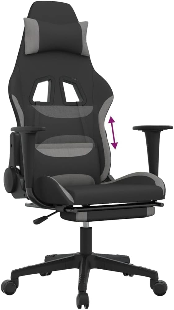 Ergonomic Gaming Chair with Footrest Adjustable Lumbar Support for Comfortable Office Desk Computer Game Reclining Swivel &amp Black Gamer Seat