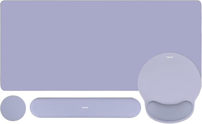 MOSISO Wrist Rest for Keyboard Mouse Pad Set Large Gaming Deskpad&ampCircle Curved Mousepad&ampKeyboard Wrist Rest&ampCoaster Ergonomic Non-Slip Mousepad&ampEasy Typing Pad with Silicone Lining