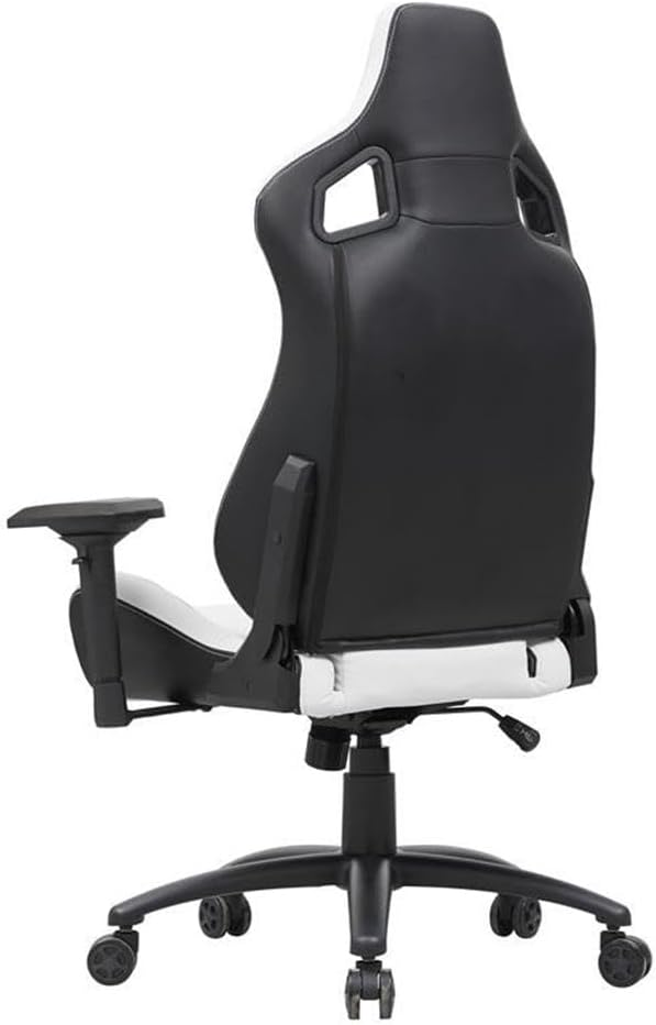 Furniture of America Singe Faux Leather Adjustable Gaming Chair in White &amp Black