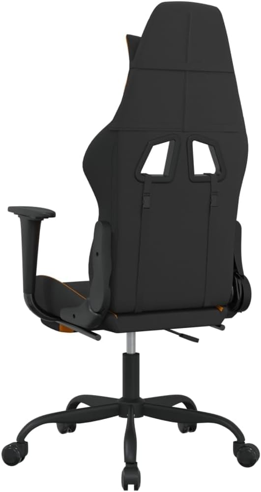 Ergonomic Massage Gaming Chair with Adjustable Footrest and Tilt Function in Black and Orange Fabric for Office and Home Use