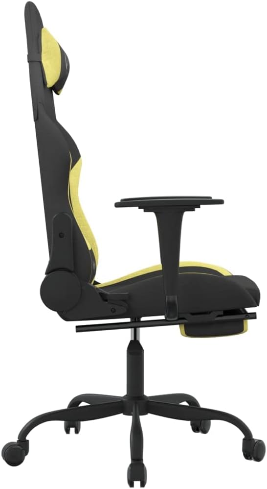 Massage Gaming Chair Computer ChairErgonomic Gaming ChairSuitable for Work Rest Playing Computer Games Watching Performanceswith Footrest Black and Light Green Fabric