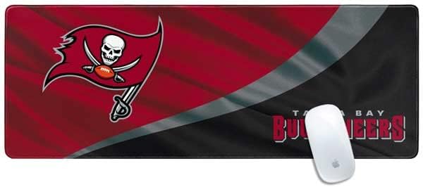 Skinit Large Gaming Mouse Pad - Officially Licensed Tampa Bay Buccaneers Design with Stitched Edges Waterproof Non-Slip Rubber Base Desk Mat for Keyboard &amp Mouse 31.5 x 11.8 inches