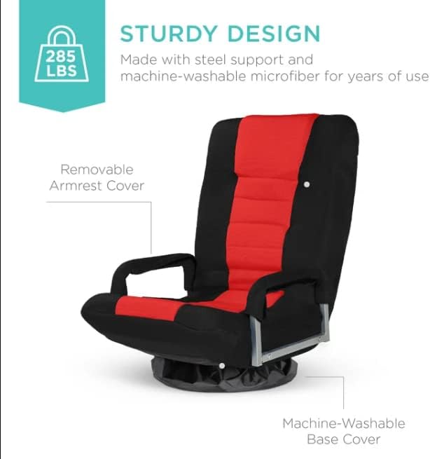 Lumbar Support Gaming Floor Chair 30'' H x 22'' W x 22.5'' D (Red/Black)