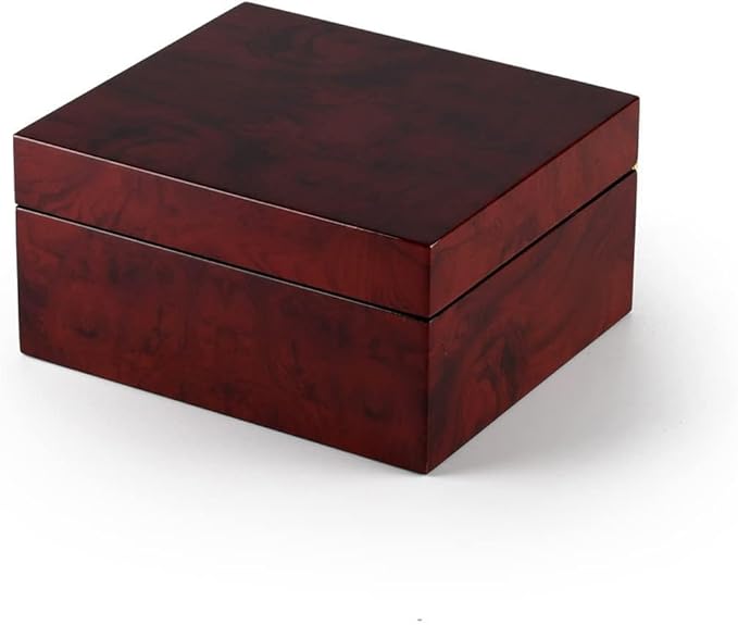 MusicBoxAttic Modern Hi Gloss 30 Note Burl Wood 3.6 LCD Video Jewelry Box - Four Seasons Spring