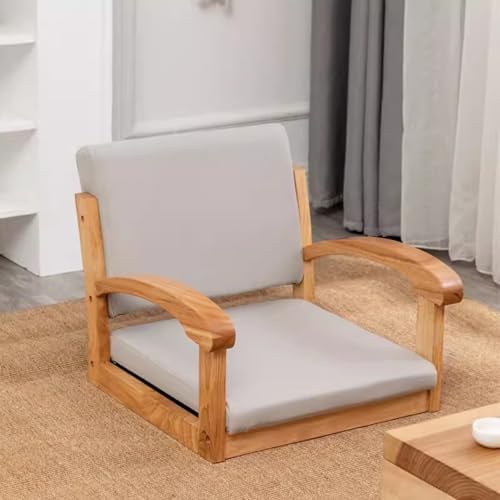 BTZHY Floor Chair Tatami Floor Chair Made of Wood with Backrest and Armrest Meditation Floor Chair Living Room Floor Chair Portable Japanese Legless Chair