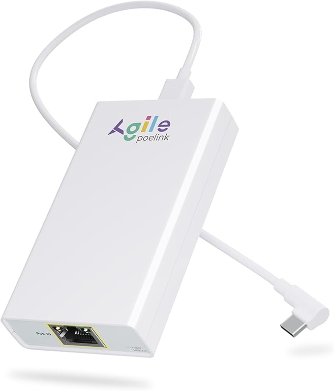 Gigabit PoE to USB C Converter for Smart Phone/Tablet USB-C to Ethernet Adapter with 23W Charging Power &amp Data 2-in-1 RJ45 Port to Type-C Adapter 10/100/1000Mbps High Speed Plug &amp PlayIEEE