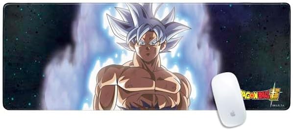 Skinit Large Gaming Mouse Pad - Officially Licensed Goku Ultra Instinct Design with Stitched Edges Waterproof Non-Slip Rubber Base Desk Mat for Keyboard &amp Mouse 31.5 x 11.8 inches