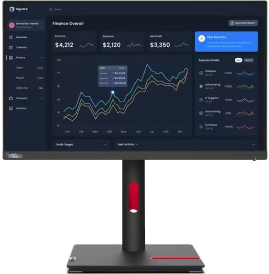 Lenovo ThinkVision T22i-30 22 Class Full HD LED Monitor - 16:9 - Raven Black