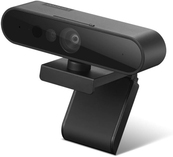 Lenovo HD 1080p Webcam (510 FHD)- Black w/ 4X Digital Zoom 95° Wide Angle 360° Rotation Pan &amp Tilt Dual Microphones &amp Windows Hello