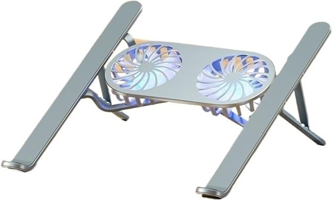 Laptop Stand Laptop Cooler Base Stand Dual Fan Foldable Laptop Cooling Pad Aluminum Portable Bracket Laptop Mount(Gris)