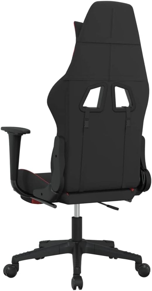 Gaming Chair with Footrest Ergonomic Office Chair Computer Chair with Footrest and Lumbar Support Height Adjustable Game Chair with 360°Swivel Seat Black and Red Fabric -AA