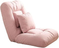 ELEFOCUS Adjustable Indoor Floor Chair with Pillow - Padded Sleeper Bed Chaise Lounge Sofa - 5-Position Comfy Gaming Recliner(Pink)