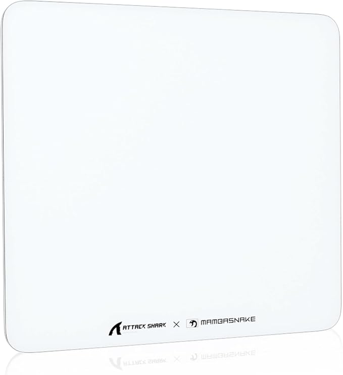 ATTACK SHARK CM05 Glass Gaming Mouse Pad17.7x15.7 in Large Mouse MatNon Slip 9H Hard MousepadsNano-Textured Glass Surface with Improved Precision and Speed for FPS Players-Pure White