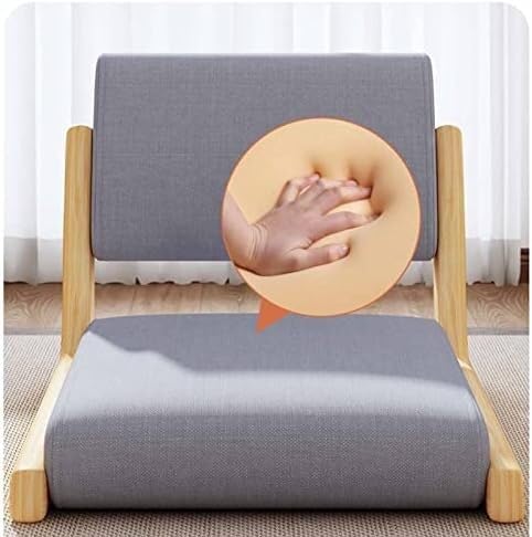 ELEFOCUS Portable Legless Chair with backrest Legless Stool Made of Solid Timber with Comfortable Cotton and Linen Upholstery(Green 2)