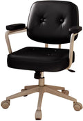 Comfy Office Chair with Wheels Home Ergonomic Task Chair Tilting Function BackrestModern Armchair 360 Swivel Desk Chair Adjustable Height(BlackWhite Legs)