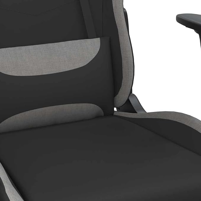 Gaming Chair with Lumbar Support Adjustable Armrests and Footrest - Ergonomic Computer Desk Chair for Gamer Home Office Black and Light Grey - Comfy Seating