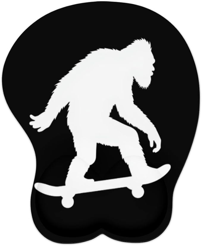 Mousepad Bigfoot Skateboarding Sasquatch Ergonomic Wrist Support Non-Slip Base Mouse Mat with Wrist Rest Computer Mousemat for Desk Work Accessories Pad