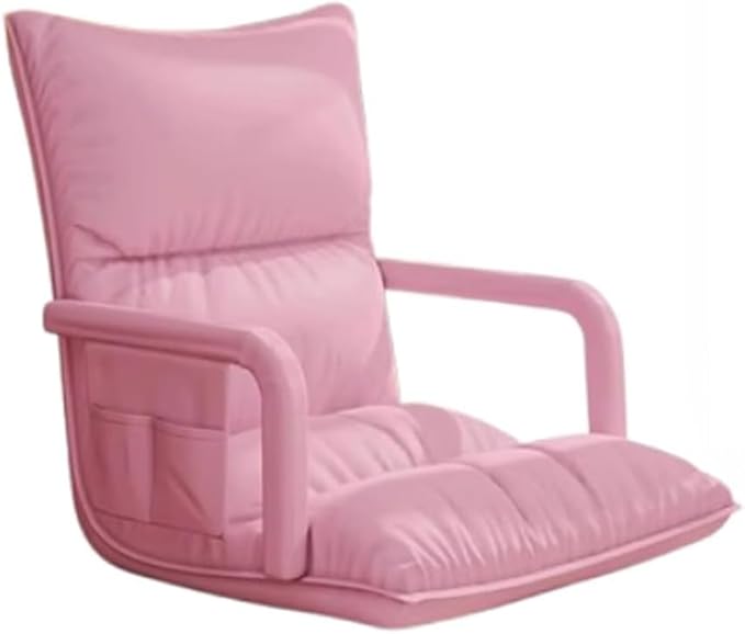 ELEFOCUS Adjustable Folding Lazy Sofa with Armrests - Comfy Indoor Chaise Lounge Recliner Chair for Gaming Relaxation(Pink)