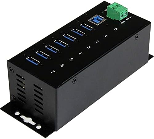 StarTech.com 7-Port USB 3.0 Hub - 5Gbps - Metal Industrial USB-A Hub with ESD Protection &amp 350W Surge Protection - Din Rail Wall or Desk Mountable - TAA Compliant USB Expander Hub (ST7300USBME)