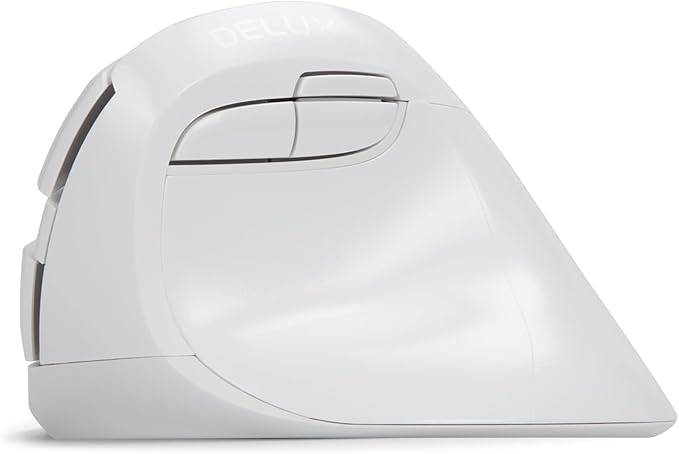 DELUX Wireless Ergonomic Mouse Vertical Mouse for Small Hand Silent Click Ergonomic Mouse Up to 4000 DPI 6 Buttons BT 5.0/2.4G Dual Mode for Carpal Tunnel for Laptop/PC (M618MINI DB-White)