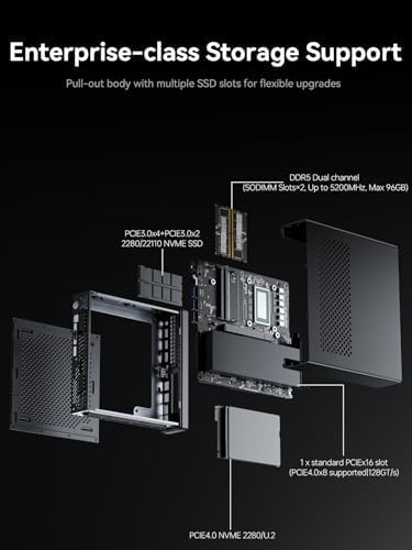 MINISFORUM MS-01-S1260 Mini PCIntel Core i5-12600HvPro Enterprise Support32GB DDR5 1TB SSD2x10Gbps SFP+LAN/2x2.5G RJ45/2xUSB4/HDIM/16xPCIe 4.0/M.2 NVMe SSD/U.2 NVMe SSDMini Computer