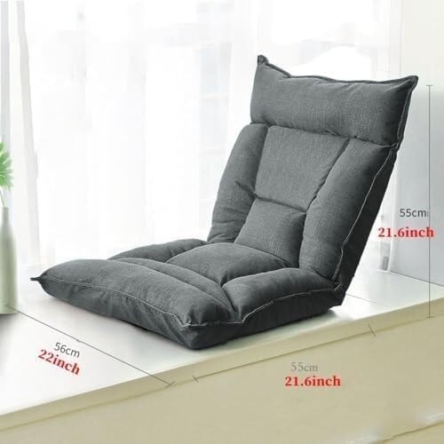 ELEFOCUS Foldable Floor Chair with Backrest Lazy Sofa Meditation Chair Window Chair with Adjustable Backrest and Headrest(/Green B)