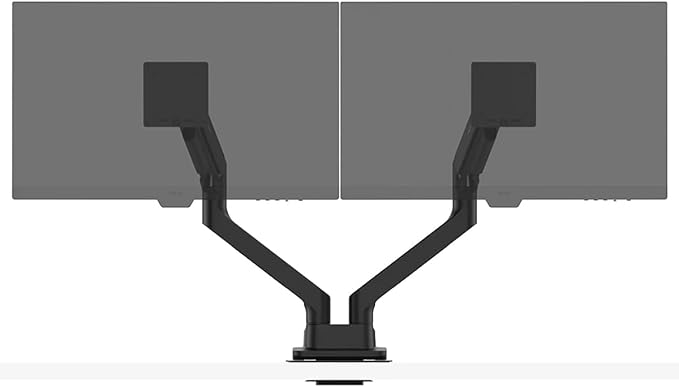 BenQ BDH01 Dual Monitor Arm -Gas Spring Monitor Stand for 2 Screens Up to 35'' &amp 44lbs Heavy Duty Quick Installation No Sagging Top Clamp and Grommet Base Reinforcement Plate VESA 75x75 &amp
