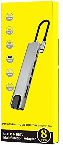 8 in1 USB C to Type C USB 3.0 Hub 4K HDMI Ethernet Micro SD/TF Card Adapter Dock