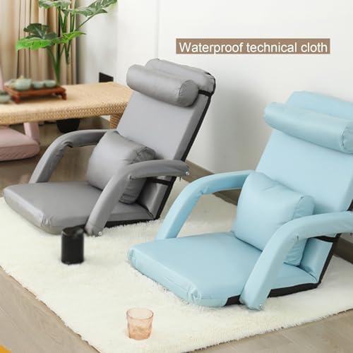 BTZHY Floor Chair Floor Chair Foldable Floor Chair with 6-Speed Adjustment Padded Gaming Sofa with Backrest for Living Room and Bedroom No Assembly Required (Color: Gray Size: 20.47 x 21.