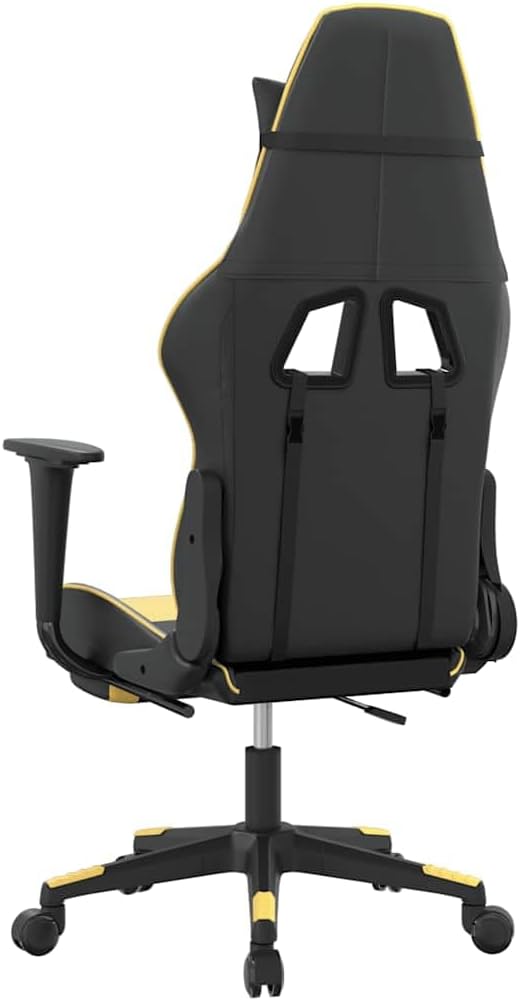 Black and Gold Faux Leather Gaming Chair with USB Massage 160-Degree Recline Adjustable Armrests and Retractable Footrest for Ergonomic Support and Relaxation