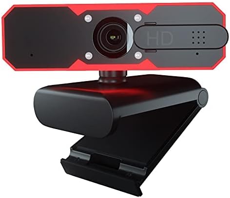 Generic RGB Webcam - 1080p HD Web Cam with Microphone Privacy Cover - 7 RGB Lights 2-Level Adjustable Brightness - Computer Desktop PC Laptop Web Camera for Live Streaming Skype Video Calls