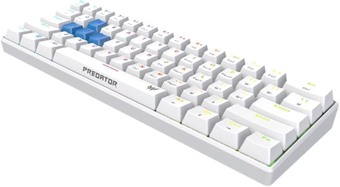 acer Predator Aethon 330 Gaming Keyboard|Space-Saving 61-Key Design|100% Anti-Ghosting with N-Key Rollover|Kailh Blue Switches|Personalized RGB Lighting | Dual Mode - Wired &amp Bluetooth (Pack of 1