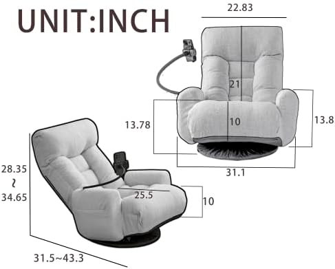 360 Degree Swivel Gaming Chair 5 Position Adjustable Ergonomic Chair with Built-in Spring Seat Bag Floor Chair with Phone Holder Lazy Sofa Chair Game Rocker