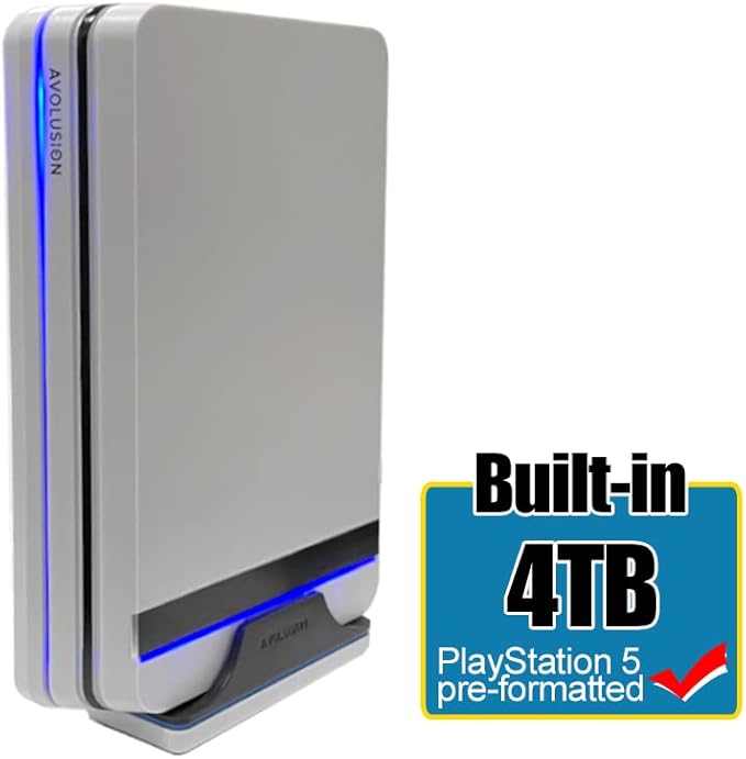 Avolusion PRO-X (White) 4TB USB 3.0 External Gaming Hard Drive for PS5 Game Console (Renewed)
