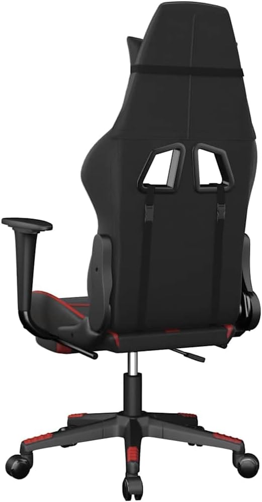 Massage Gaming Chair with Footrest Black &amp Red Faux Leather Ergonomic Reclining Computer Desk Chair for Adults