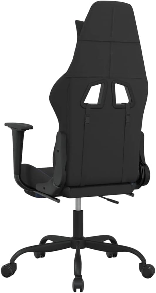 Massage Office Gaming Chair with Footrest Fabric Massage Office Chair Ergonomic Desk Chair Rolling Swivel Adjustable PC Computer Chair for Women Adults Girls(Black&ampBlue) -AA