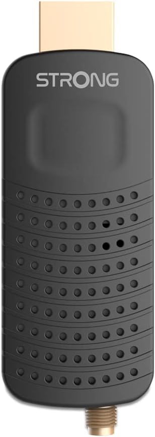 STRONG SRT82 Full HD DVB-T2 HDMI Stick DVB-T2 Decoder - HEVC265 Compatible - TV Receiver/Tuner with Recorder Function (HDMI SCART USB Dolby Digital Plus) - Black